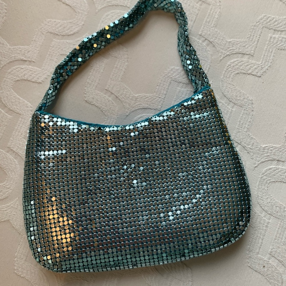 Mini turquoise beaded evening bag
